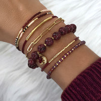 Delicate Wrap Bracelet - Burgundy