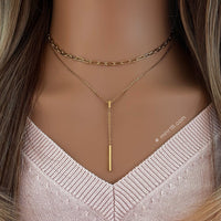 Little Bar Y-Necklace - Rose Gold