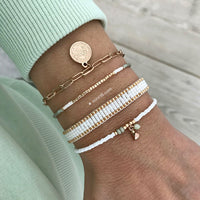 Beaded Bracelet 'Shiny White' - Rose Gold - Last Stock!