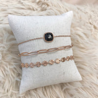 SALE - Rose Gold Bracelet Set - Black Onyx