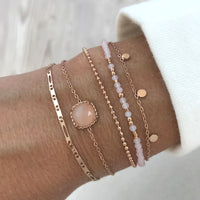 SALE - Rose Gold Bracelet Set - Rose quartz