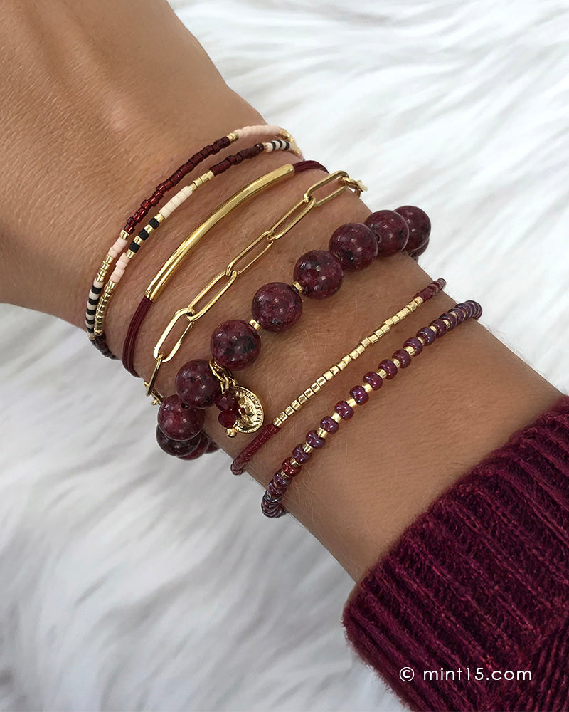 Delicate Wrap Bracelet - Burgundy