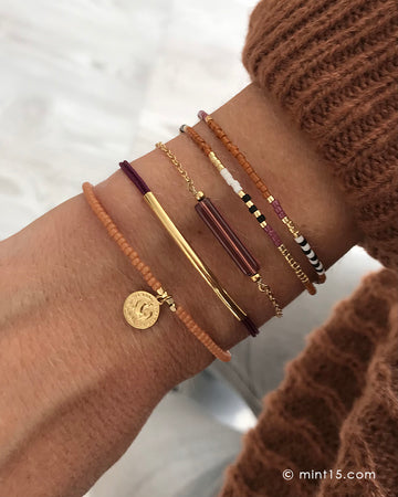 Bracelet Set 'Caramel & Aubergine'