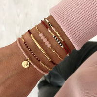 Delicate Wrap Bracelet - Red & Pink