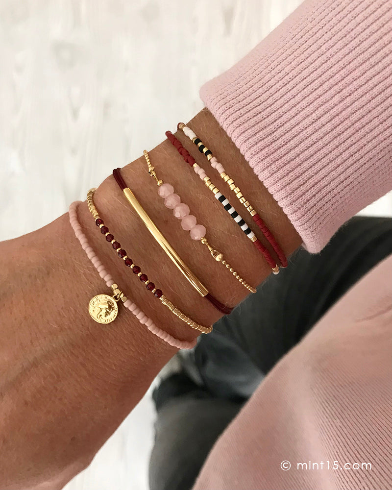 Delicate Wrap Bracelet - Red & Pink