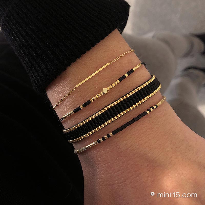 Beaded Bracelet 'Simplicity' - Matte Black - Last Stock!