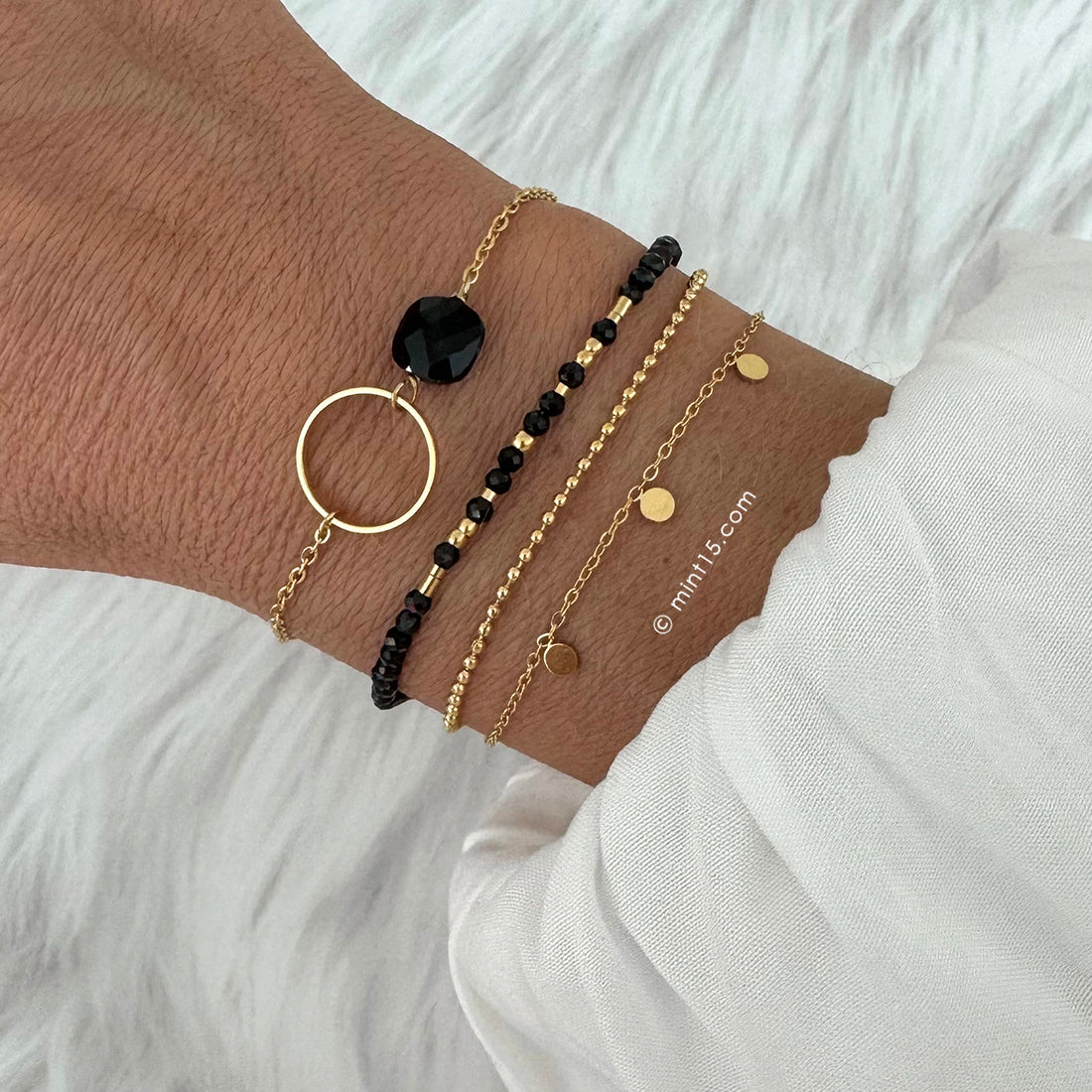 Infinity Bracelet - Black Obsidian