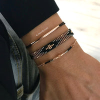 Beaded Bracelet 'Metallic Black & Brown'
