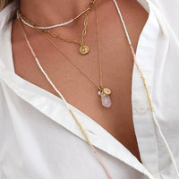 Long Beaded Wrap Necklace - Vintage Pink & Pearl