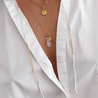 Long Beaded Wrap Necklace - Vintage Pink & Pearl