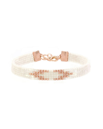 Beaded Bracelet 'Vintage White Diamond' - Rose Gold - Last Stock!