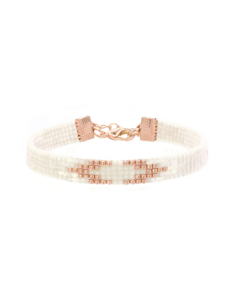 Beaded Bracelet 'Vintage White Diamond' - Rose Gold - Last Stock!
