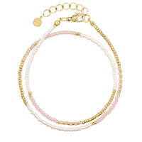 Beaded Wrap Bracelet - Vintage Pink & Pearl