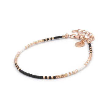 Delicate Bracelet - Black & White - Rose Gold