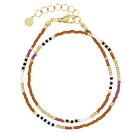 Delicate Wrap Bracelet - Caramel & Aubergine
