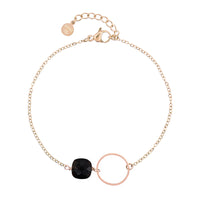 Infinity Bracelet - Black Obsidian - Rose Gold