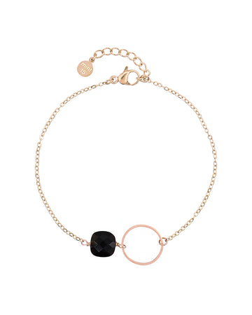 Infinity Bracelet - Black Obsidian - Rose Gold