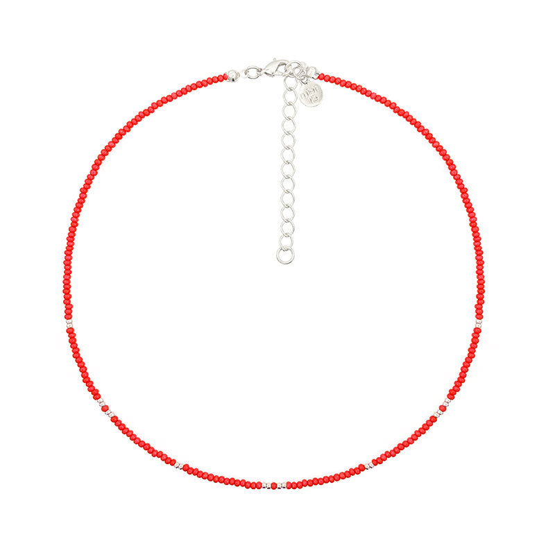 Little Beads Necklace - Coral Red