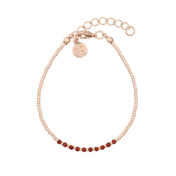 Little Faceted Beads (Spinel) - Deep Red - Rose Gold