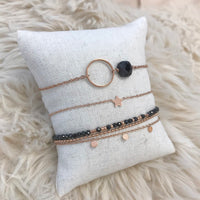 SALE - Rose Gold Bracelet Set - Black Obsidian