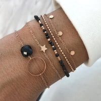 SALE - Rose Gold Bracelet Set - Black Obsidian