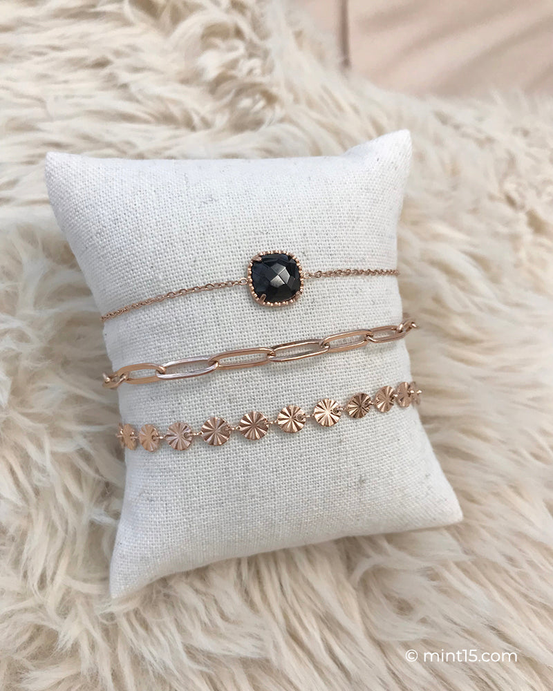 SALE - Rose Gold Bracelet Set - Black Onyx