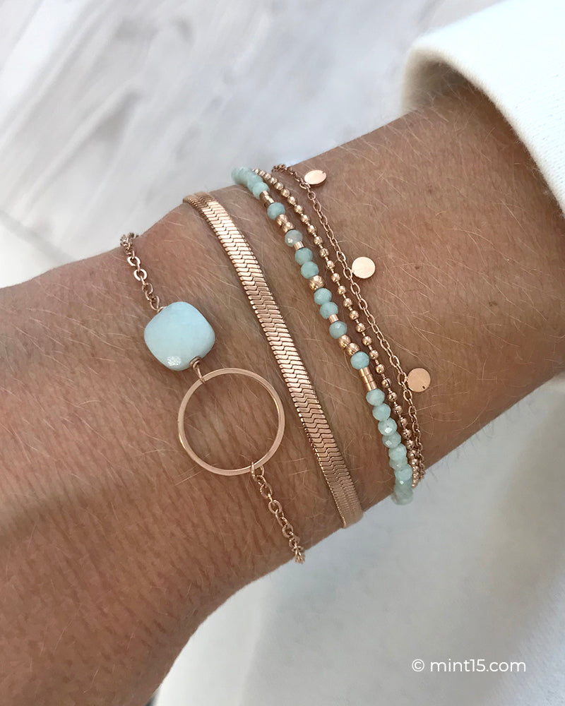 SALE - Rose Gold Bracelet Set - Mint Amazonite