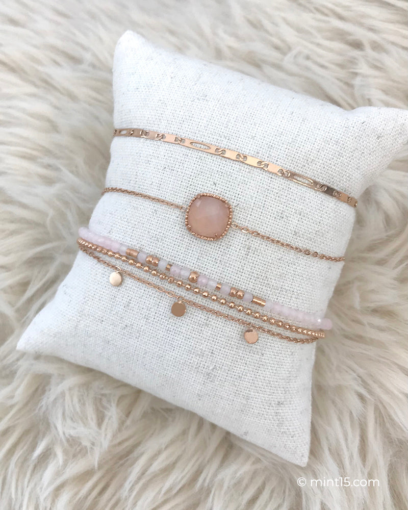 SALE - Rose Gold Bracelet Set - Rose quartz