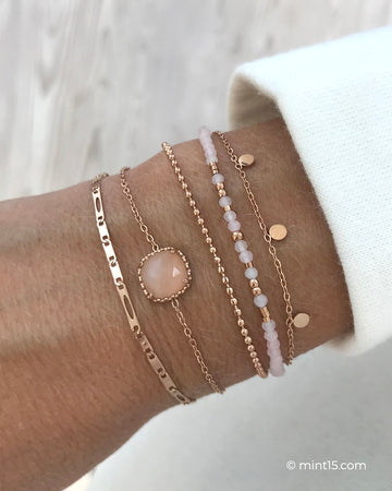 SALE - Rose Gold Bracelet Set - Rose quartz