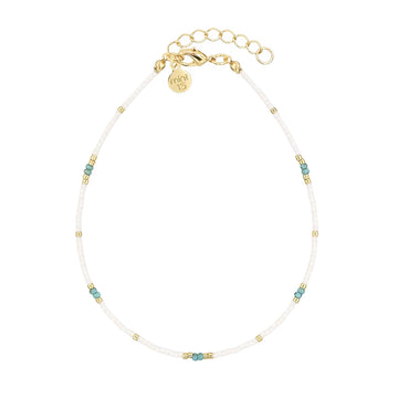 White & Turquoise Anklet