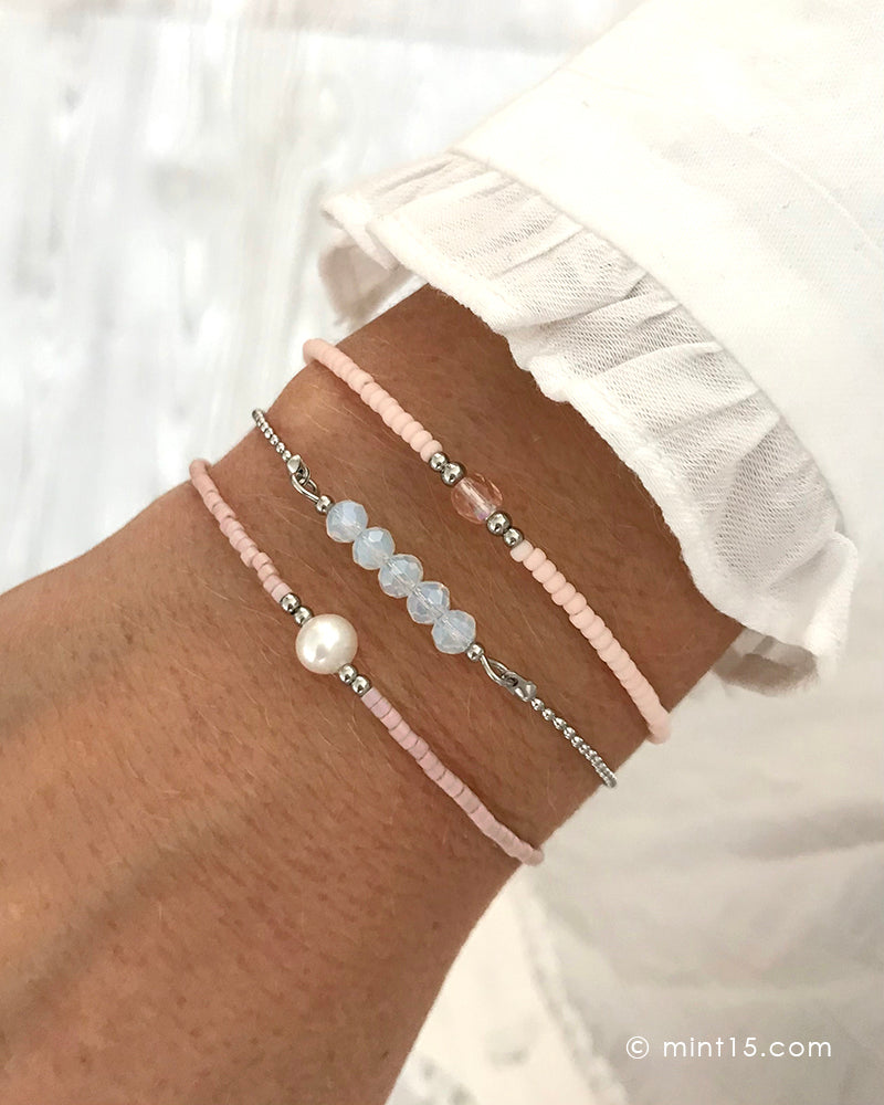 Bracelet Set 'Pastels with Silver'
