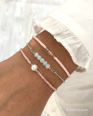 Bracelet Set 'Pastels with Silver'