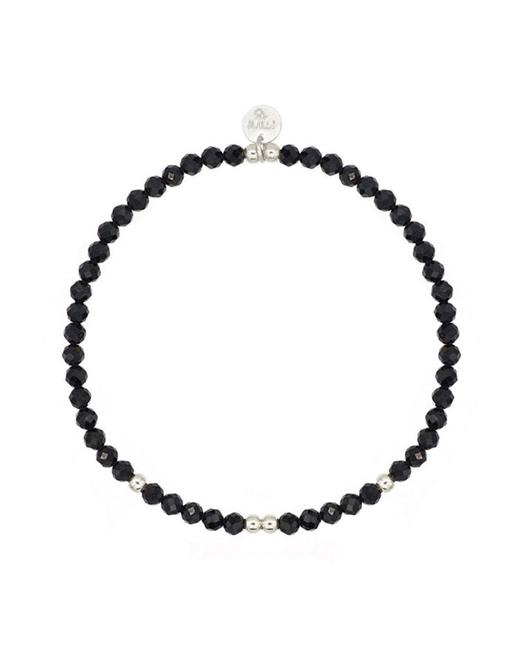 Faceted Crystals / 925 Sterling Silver - Black Spinel