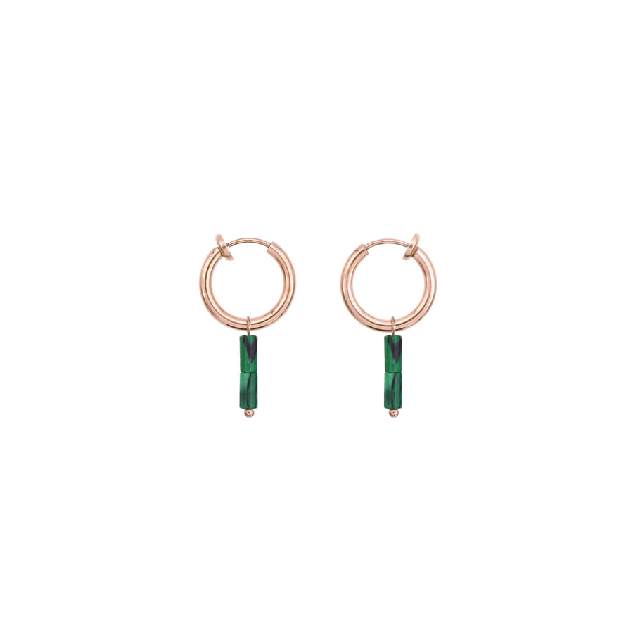 Minimalistic Clip On Earrings - Malachite