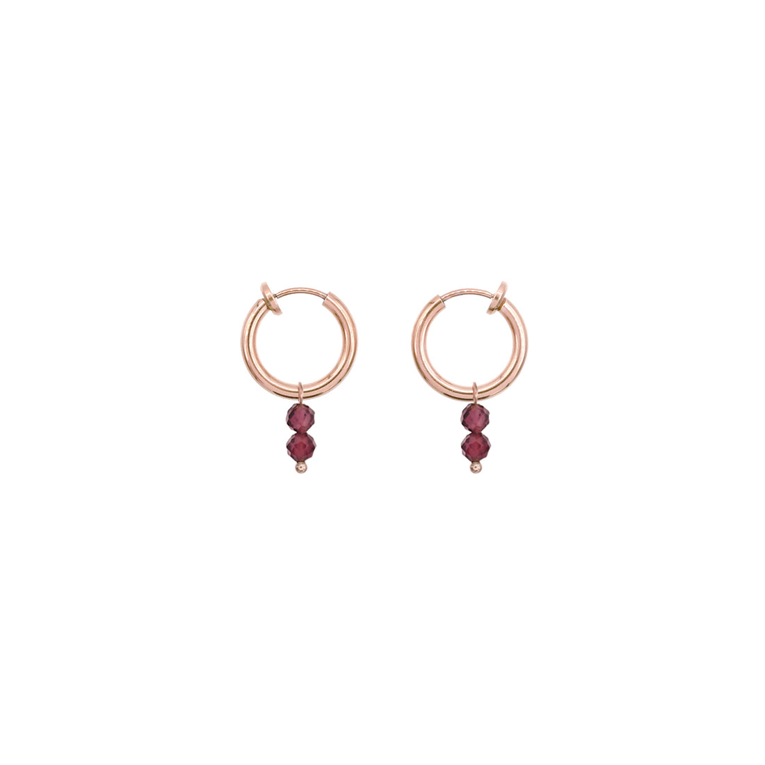 Minimalistic Clip On Earrings - Red Garnet