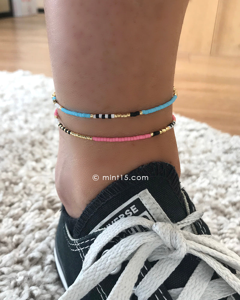 Delicate Anklet - Bright Sky Blue