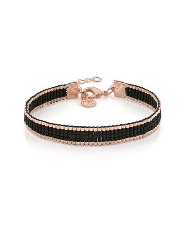 Beaded Bracelet 'Simplicity' - Matte Black - Rose Gold - Last Stock!