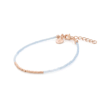 Silk Satin Bracelet - Soft Sky Blue - Rose Gold