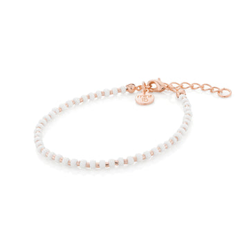 Dotted Bracelet - White - Rose Gold