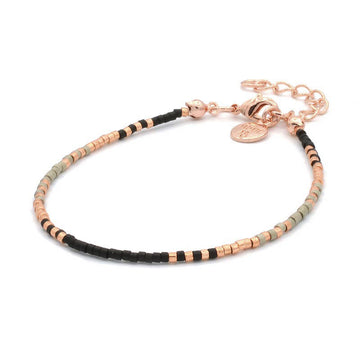 Delicate Bracelet - Black & Army Green - Rose Gold