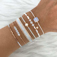 Beaded Bracelet 'Silk Satin' - Soft Aqua Blue