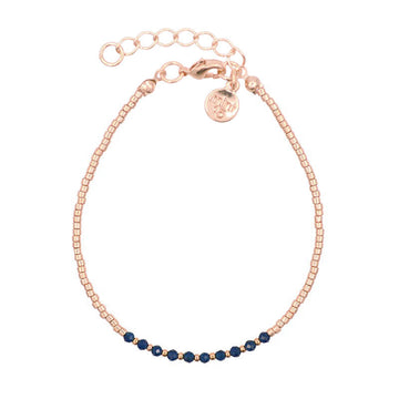 Little Faceted Beads (Spinel) - Navy Blue - Rose Gold