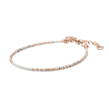 Delicate Bracelet - White & Sand - Rose Gold