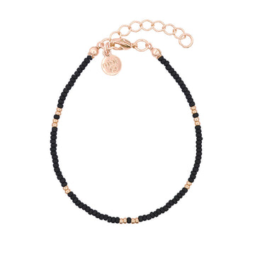 Little Beads Bracelet - Black - Rose Gold